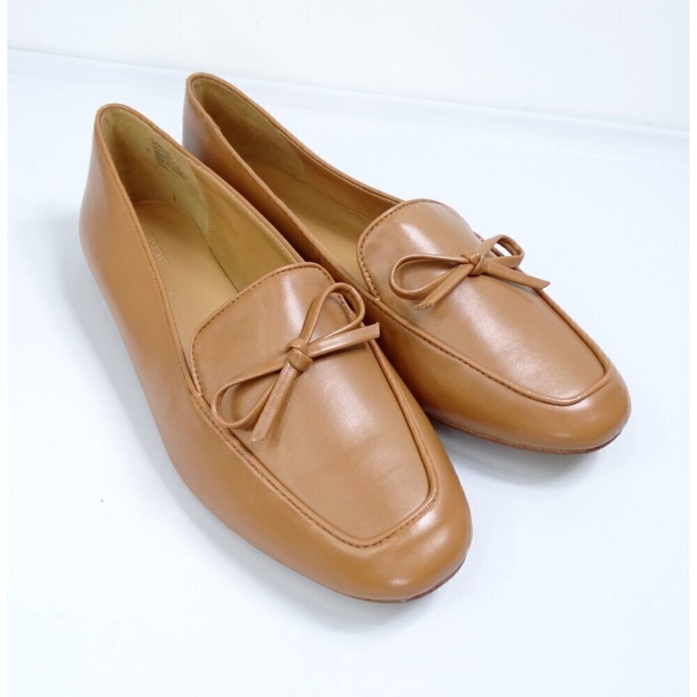 J. Crew Bow Tan Loafers Size 12 BJ247 Classic Style Office Academia Classic NWOT